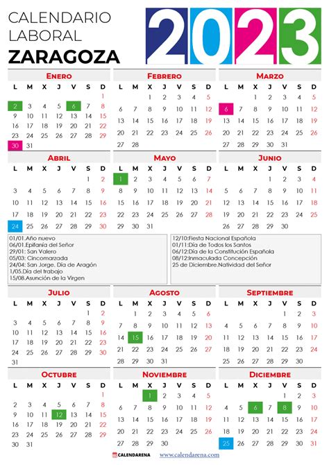 Calendario Laboral Zaragoza Con Festivos