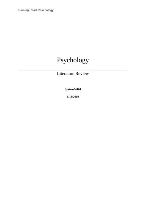Literature Review About Psychology 2022