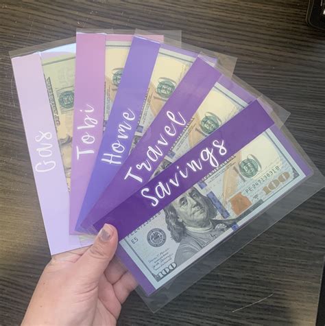 Set Of 5 Clear Laminated Cash Envelopes Purple A6 Set Etsy