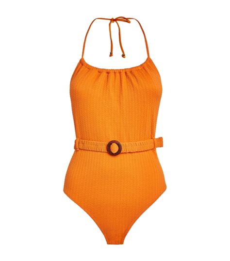 womens boteh orange helios halterneck swimsuit harrods uk