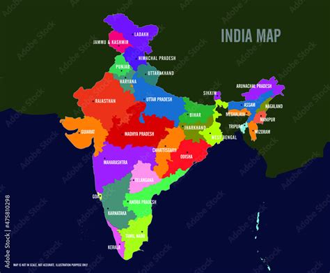 Fototapeta India Map Info Graphics Flat Design Indian Map With States