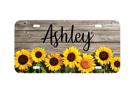 Custom Sunflower License Plate Front Of Car Tag Vanity Etsy