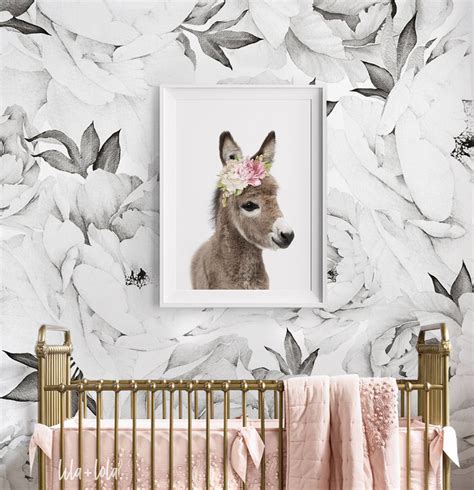 Baby Donkey Wall Art Print Nursery Decor Farm Animal With Etsy