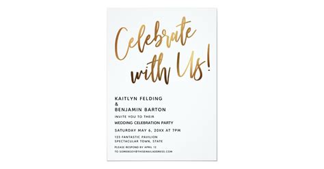 Celebrate With Us Minimal Gold Calligraphy Event Invitation