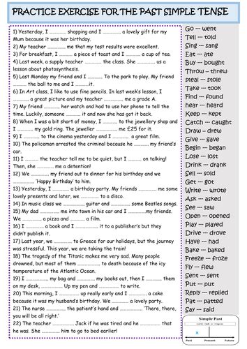 Past Simple Tense Practice Teaching Resources