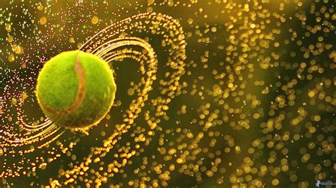 Er wird mit hilfe der tennisschläger getroffen. Tennisball