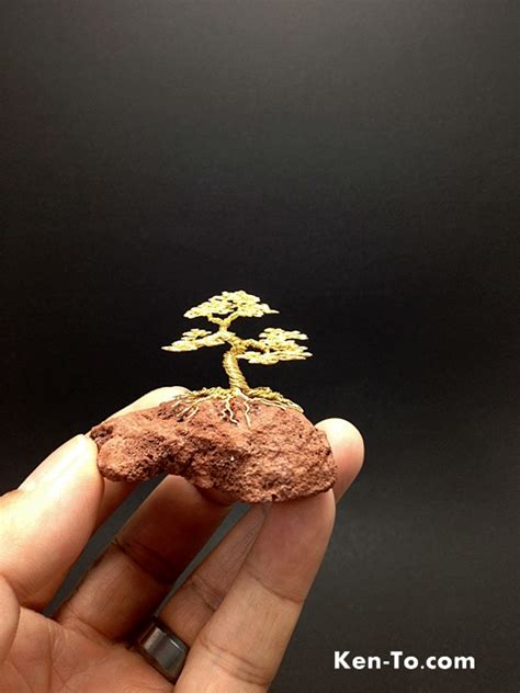 Mini Gold Wire Bonsai Tree On Rock By Ken To By Kentoart On Deviantart