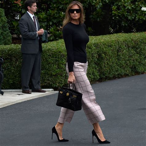 First Lady Melania Trump Wears Valentino And Hermès To Leave The White