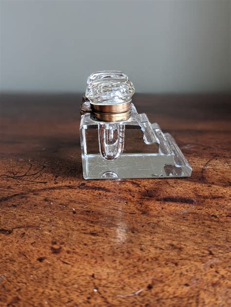 Antique Glass Double Inkwell With Pen Rest Desk Inkwell Ladies Etsy Uk