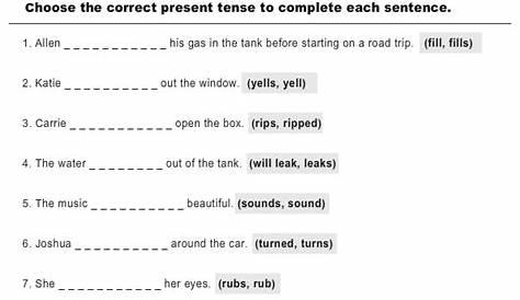 verbs present tense worksheet