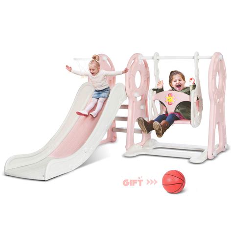 Toys Kingso Slide And Swing Set For Toddlers 4 In 1 Combination Climber