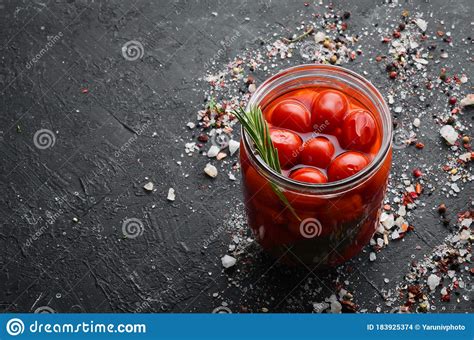 Pickled Cherry Tomatoes In A Glass Jar Food Stocks Stock Photo Image