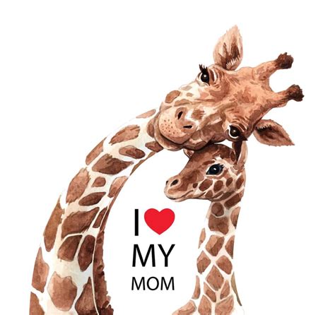 Giraffe Mother And Baby Wallcurry