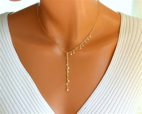 Best Seller Gold Lariat Nercklace Women Gold Rosary Necklace Star Bezel