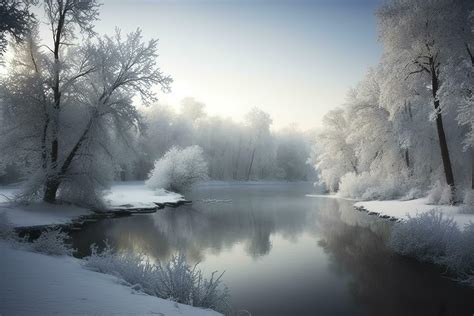 A Winter Wonderland With A Serene And Peaceful Atmosphere The Scene