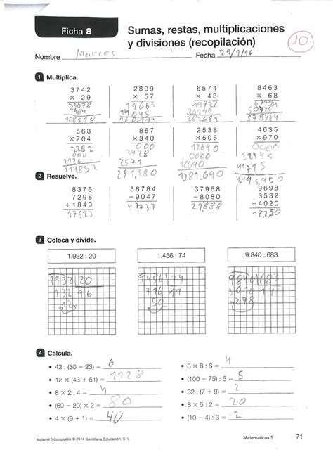 El cuaderno del maestro Sumas restas multiplicaciones y divisiones recopilación