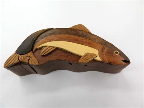 Wooden Rainbow Trout Intarsia Puzzle Box The Trout Spot