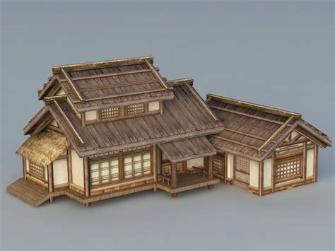 Old Japanese House 3d Model 3ds Max Files Free Download Modeling