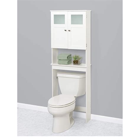 White Over The Toilet Bathroom Storage Spacesaver With 2 Door Cabinet