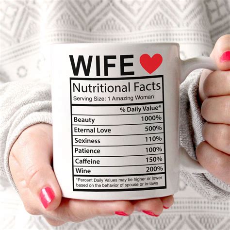I have set my heart on keeping her in my own house, for i love her better even than my own wife clytemnestra, whose peer she is alike in form and feature, in understanding and accomplishments. Wife Nutrition Facts Mother's day gifts For Mom Mug 11 oz ...