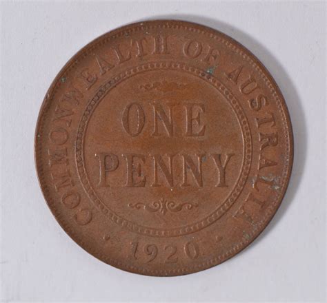 1920 Austrailian 1 Penny Copper Foreign Coin Property Room