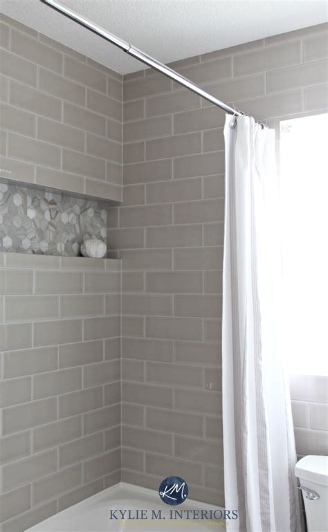 See more ideas about gray shower tile, shower tile, bathrooms remodel. Gray subway tile shower surround with niche or alcove in ...