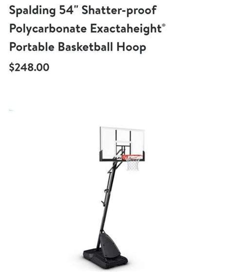 Spalding 54 Shatter Proff Polycarbonate Portable Basketball Hoop