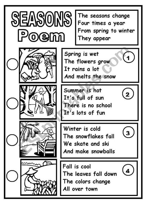 Seasons Poem Esl Worksheet By Giovannademartin Seasons Poem Kids