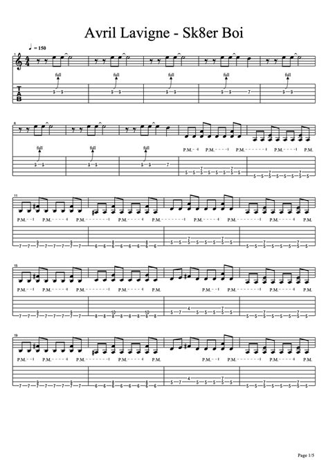 Avril Lavigne skater boy guitar cover Tab 단선 악보 by Eric lo