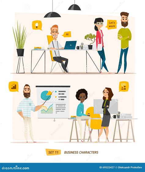 Business Characters Scene Stock Vector Illustration Of Infographics