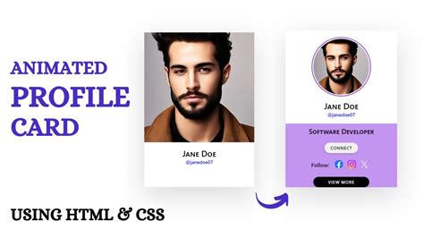 Animated Profile Card In Html And Css Youtube
