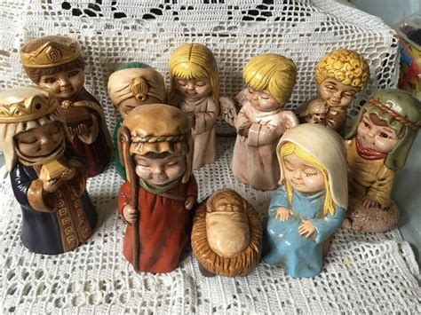 Precious Nativity Scene Ceramic Figures 1970s Creche Ceramic Figures