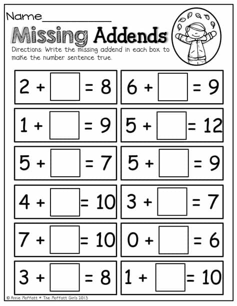 Missing Addends! (With images) | First grade math worksheets