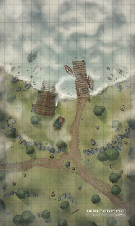 Misty Ferry Crossing 30x50 Battlemaps Pen And Paper Games