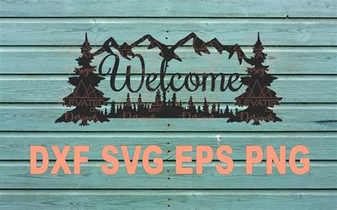Welcome Mountain Scene Dxf Mountain And Tree Scene Svg Etsy