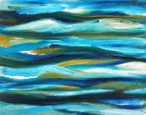 Turquoise Sea Original Abstract Oil Painting On Canvas Blue Painting
