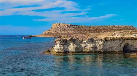 Cyprus Cavo Greko Sea Caves Nature Landscape Sea Rock Erosion