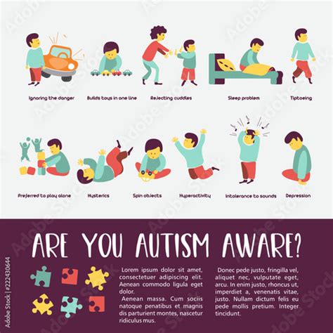 Autism Early Signs Of Autism Syndrome In Children Vector Illustration