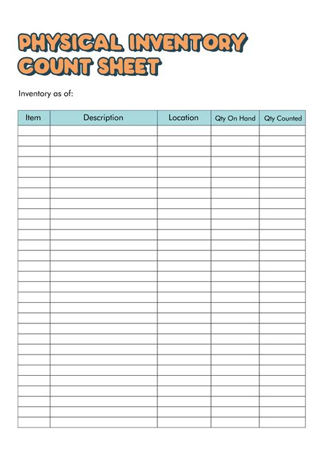 Free Printable Blank Inventory Sheets
