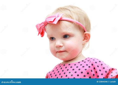 Baby With Pink Bow Stock Photo Image Of Rose Isolated 23844346