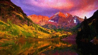Landscape Painting Mountain Background Nature Wallpapers Desktop