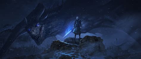 2560x1080 Dragon Night King Game Of Thrones Season 8 Wallpaper