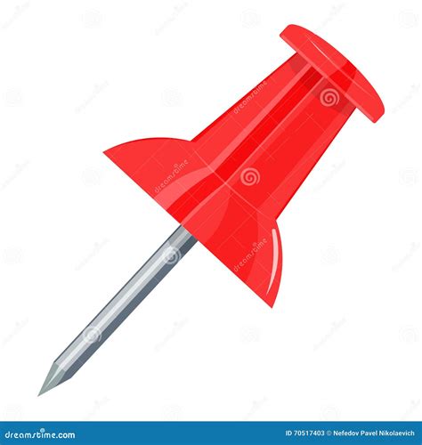 Red Push Pin Illustration Isolated On White Background Stock
