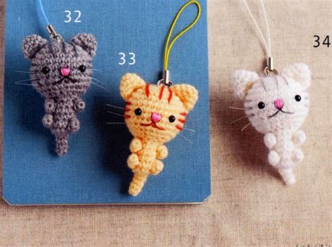 Crochet cat key chains Crochet Cat, Crochet Amigurumi, Cat Keychain