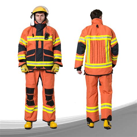 Orange Color Firefighter Uniform High Durability Fire Resistant Suit