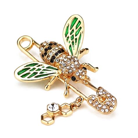Cute Honeybee Women Brooches Gold Color Alloy Pins Crystal Bee Insect