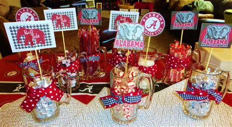 For Alabama Bound Grad Centerpieces Were Created Using Glassware From