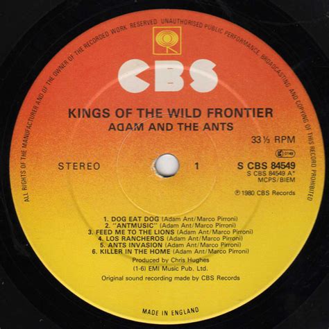 adam wild frontier kings ant label catalogue
