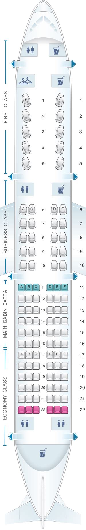 Seat Map American Airlines Airbus A321 Transcontinental Seatmaestro