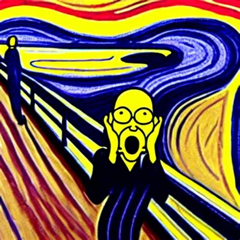 The Scream With With Homer Simpson By Artist Edvard Stable Diffusion